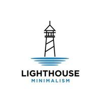 design de logotipo de linha de farol de minimalismo premium vintage vetor