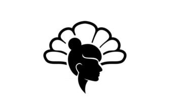 simples pérola concha beleza rosto silhueta preto vetor logotipo ícone design ilustração plana