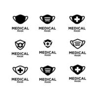 definir coleção ícone máscara médica vetor logotipo modelo ilustração design