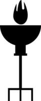 glifo ícone ou símbolo do flamejante tocha para marcial arte. vetor