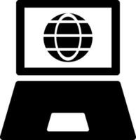 computador portátil Internet conexão ícone dentro Preto e branco cor. vetor