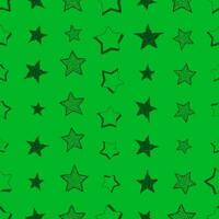 fundo sem emenda de estrelas doodle. estrelas desenhadas à mão verde sobre fundo verde. ilustração vetorial vetor