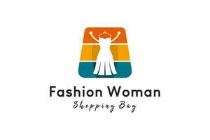 mulher vestir saco logotipo projeto, beleza moda compras logotipo vetor ilustração