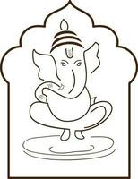 ganesha dentro Castanho e branco cor. vetor