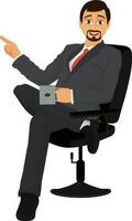 personagem do uma homem de negocios sentado dentro cadeira. vetor