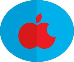 vermelho maçã logotipo em azul círculo. vetor
