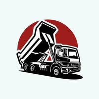 Prêmio despejo caminhão silhueta vetor arte isolado. basculante caminhão monocromático vetor arte ilustração