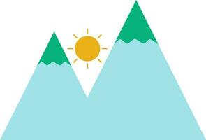 plano estilo montanhas montanha com Sol. vetor