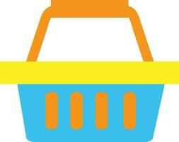 azul e laranja compras cesta dentro plano estilo. vetor