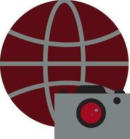 Castanho terra globo com cinzento e vermelho foto Câmera. vetor