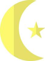 amarelo crescente lua com Estrela símbolo do islâmico. vetor