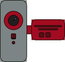 vermelho e cinzento manual vídeo Câmera dentro Preto linha arte. vetor