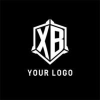 xb logotipo inicial com escudo forma Projeto estilo vetor