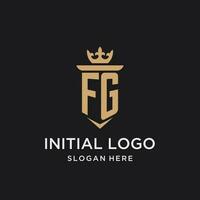 fg monograma com medieval estilo, luxo e elegante inicial logotipo Projeto vetor