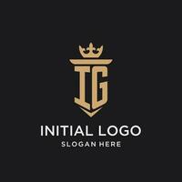 ig monograma com medieval estilo, luxo e elegante inicial logotipo Projeto vetor