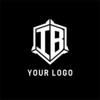 ib logotipo inicial com escudo forma Projeto estilo vetor