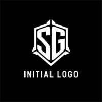 sg logotipo inicial com escudo forma Projeto estilo vetor