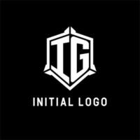 ig logotipo inicial com escudo forma Projeto estilo vetor