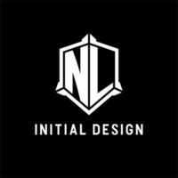 nl logotipo inicial com escudo forma Projeto estilo vetor