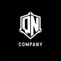qn logotipo inicial com escudo forma Projeto estilo vetor