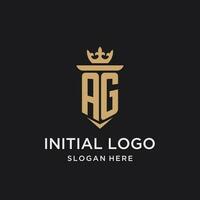 ag monograma com medieval estilo, luxo e elegante inicial logotipo Projeto vetor