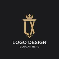 lx monograma com medieval estilo, luxo e elegante inicial logotipo Projeto vetor