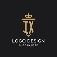 ix monograma com medieval estilo, luxo e elegante inicial logotipo Projeto vetor