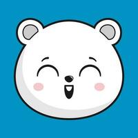 polar Urso gritar face cabeça kawaii adesivo isolado vetor