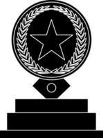 Estrela decorado louro guirlanda dentro circular forma troféu prêmio. vetor