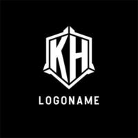 kh logotipo inicial com escudo forma Projeto estilo vetor