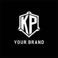 kp logotipo inicial com escudo forma Projeto estilo vetor