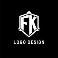 fk logotipo inicial com escudo forma Projeto estilo vetor
