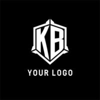 kb logotipo inicial com escudo forma Projeto estilo vetor