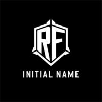 rf logotipo inicial com escudo forma Projeto estilo vetor