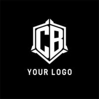 cb logotipo inicial com escudo forma Projeto estilo vetor