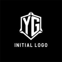 yg logotipo inicial com escudo forma Projeto estilo vetor