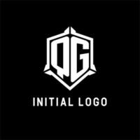 qg logotipo inicial com escudo forma Projeto estilo vetor