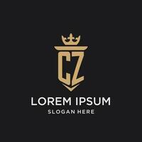 cz monograma com medieval estilo, luxo e elegante inicial logotipo Projeto vetor