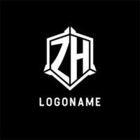 zh logotipo inicial com escudo forma Projeto estilo vetor