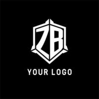 zb logotipo inicial com escudo forma Projeto estilo vetor