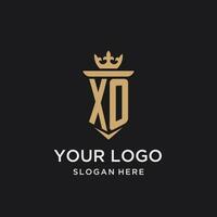 xo monograma com medieval estilo, luxo e elegante inicial logotipo Projeto vetor
