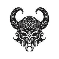 viking monstro, vintage logotipo linha arte conceito Preto e branco cor, mão desenhado ilustração vetor