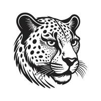 Bravo guepardo, vintage logotipo linha arte conceito Preto e branco cor, mão desenhado ilustração vetor
