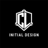 cl logotipo inicial com escudo forma Projeto estilo vetor