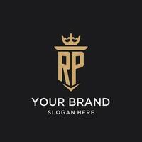 rp monograma com medieval estilo, luxo e elegante inicial logotipo Projeto vetor