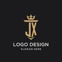 jx monograma com medieval estilo, luxo e elegante inicial logotipo Projeto vetor