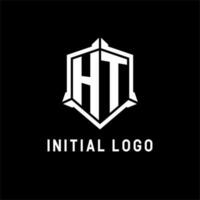 ht logotipo inicial com escudo forma Projeto estilo vetor