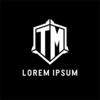 tm logotipo inicial com escudo forma Projeto estilo vetor