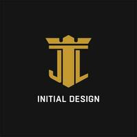 jl inicial logotipo com escudo e coroa estilo vetor