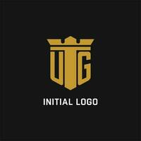 ug inicial logotipo com escudo e coroa estilo vetor